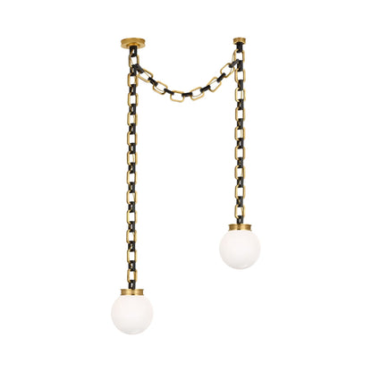 Bellamy Chandelier in Soft Brass and Bronze/White Glass (33-Inch).