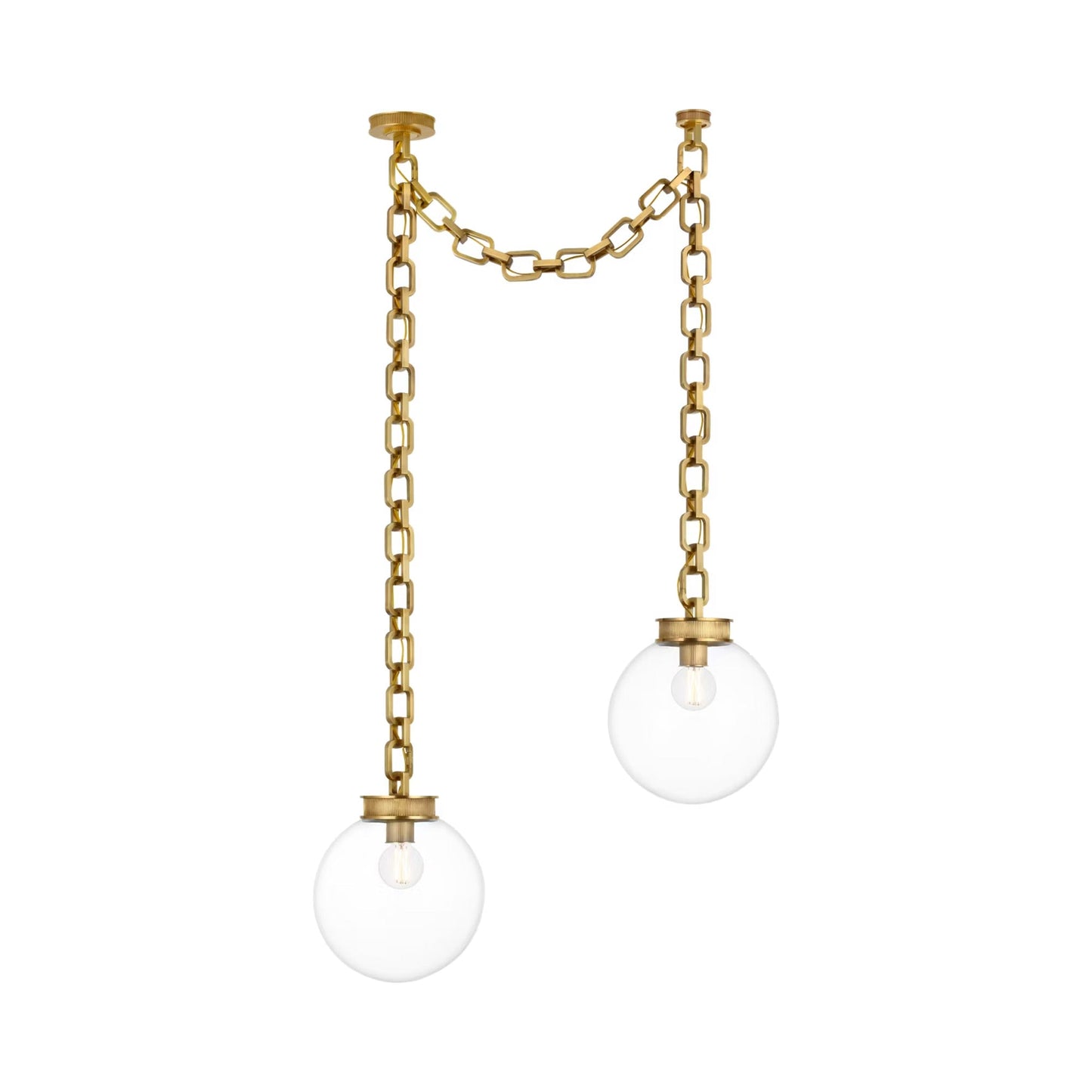 Bellamy Chandelier in Soft Brass/Clear Glass (37-Inch).