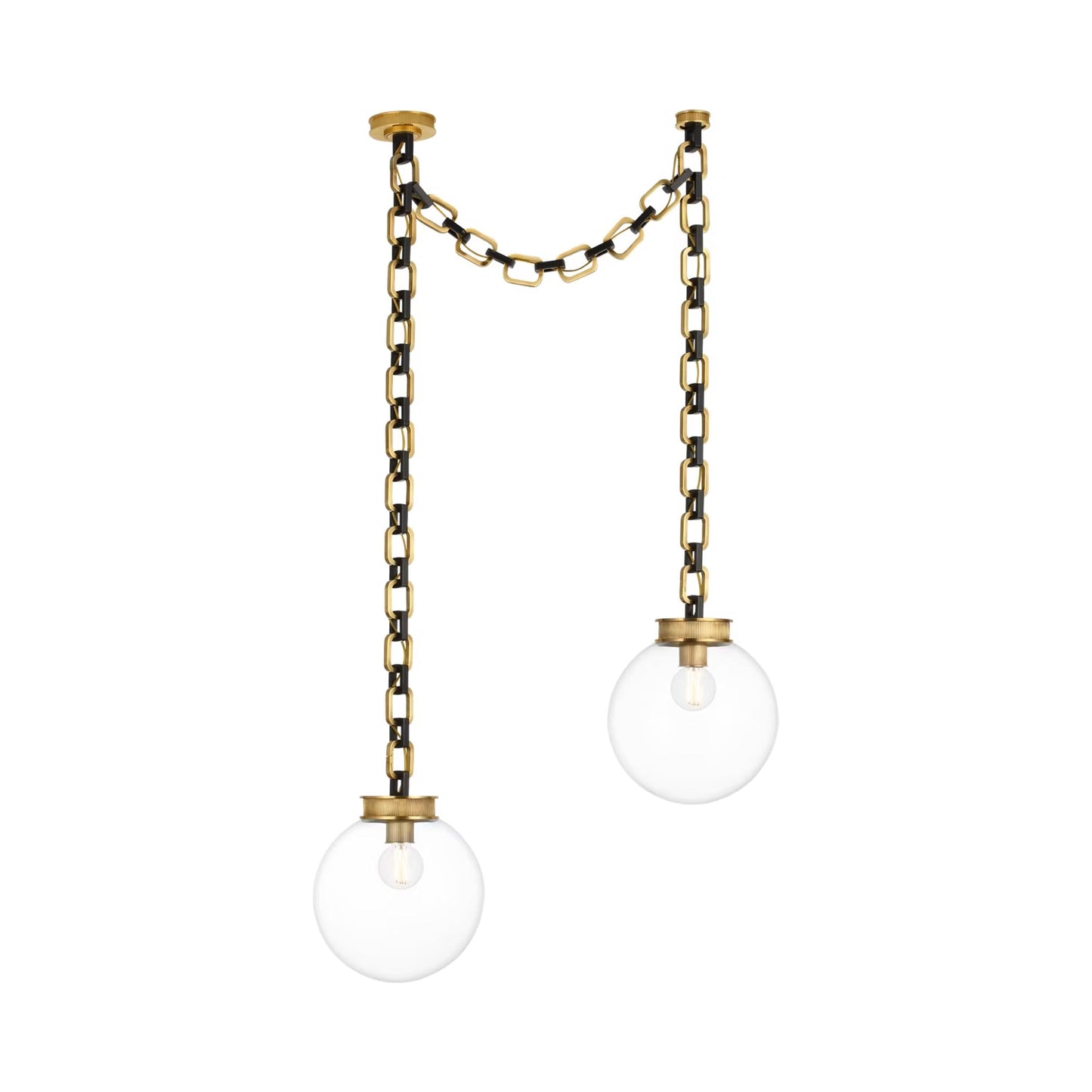 Bellamy Chandelier in Soft Brass and Bronze/Clear Glass (37-Inch).