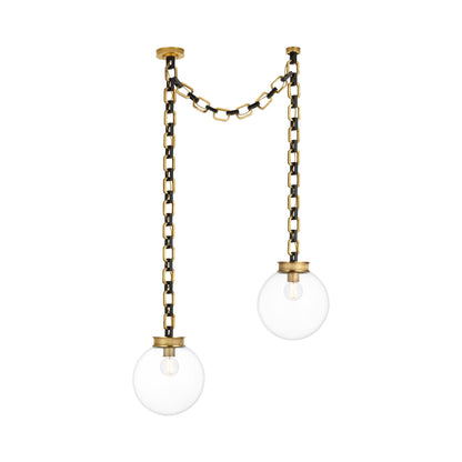 Bellamy Chandelier in Soft Brass and Bronze/Clear Glass (37-Inch).