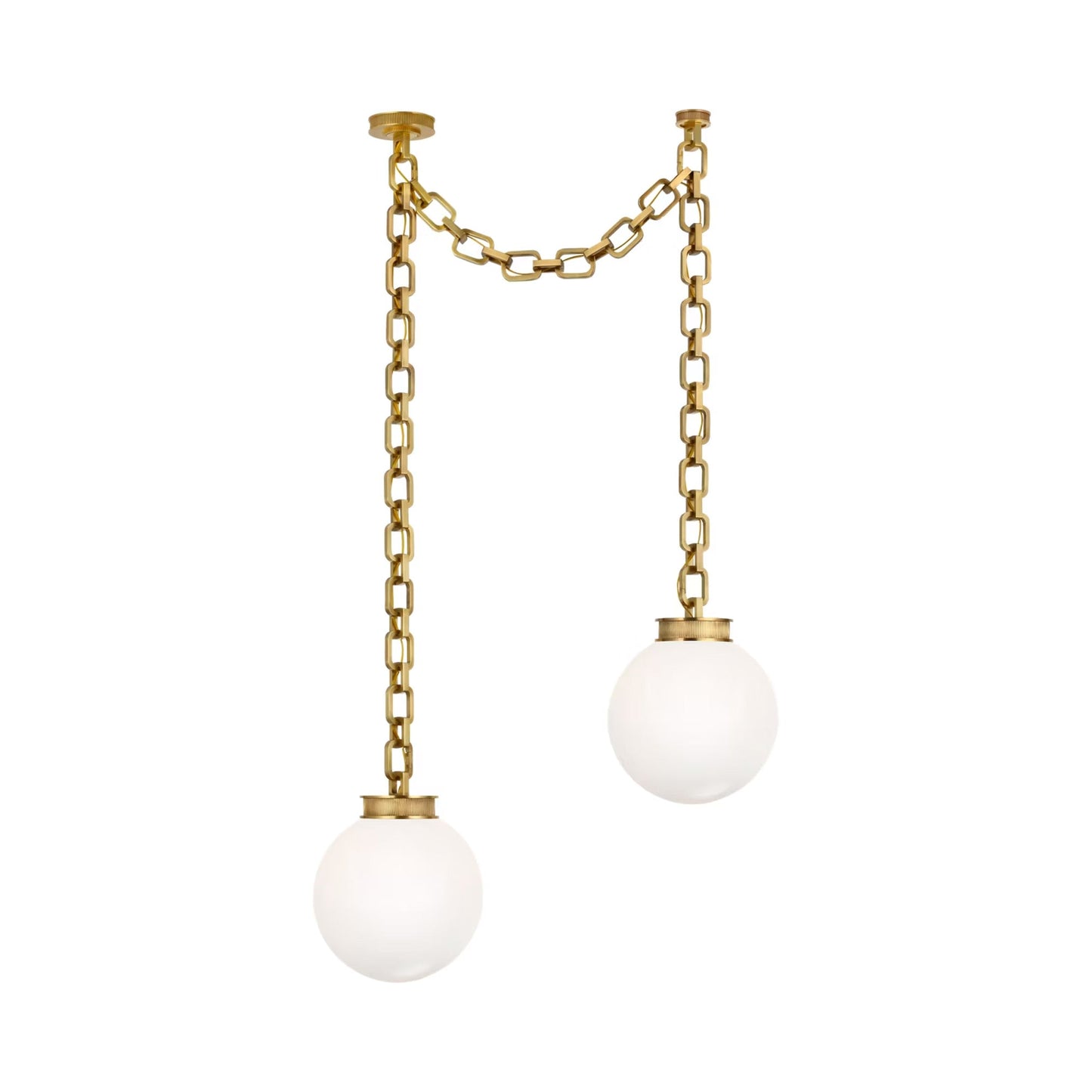 Bellamy Chandelier in Soft Brass/White Glass (37-Inch).