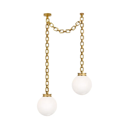 Bellamy Chandelier in Soft Brass/White Glass (37-Inch).