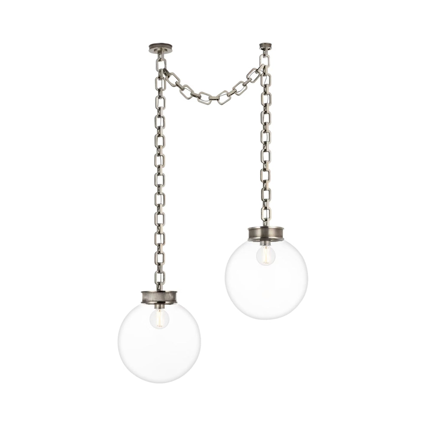 Bellamy Chandelier in Pewter/Clear Glass (41-Inch).