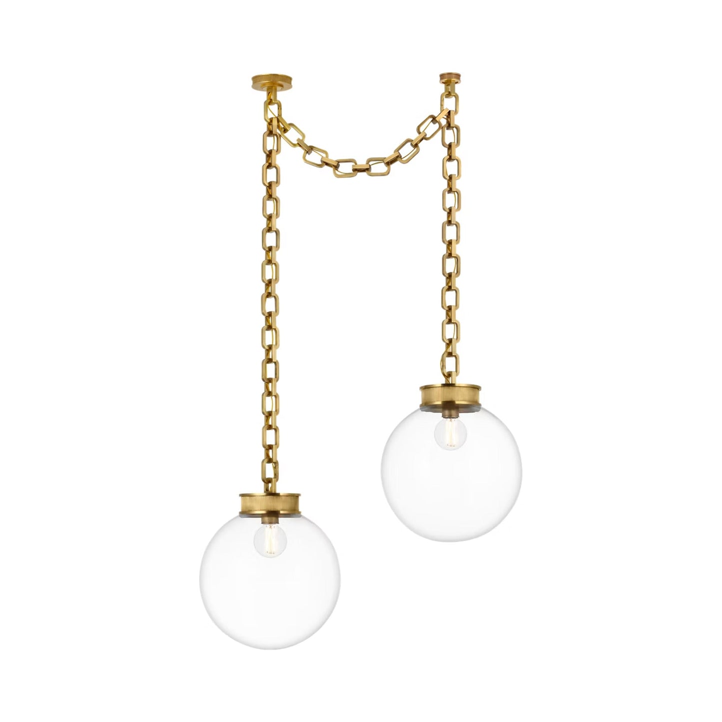 Bellamy Chandelier in Soft Brass/Clear Glass (41-Inch).