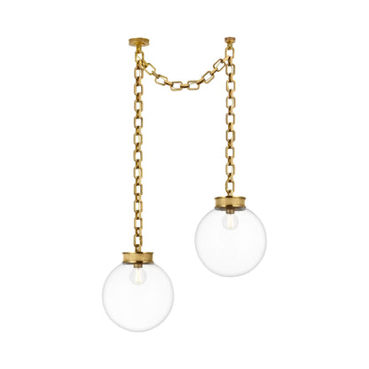 Bellamy Chandelier in Soft Brass/Clear Glass (41-Inch).