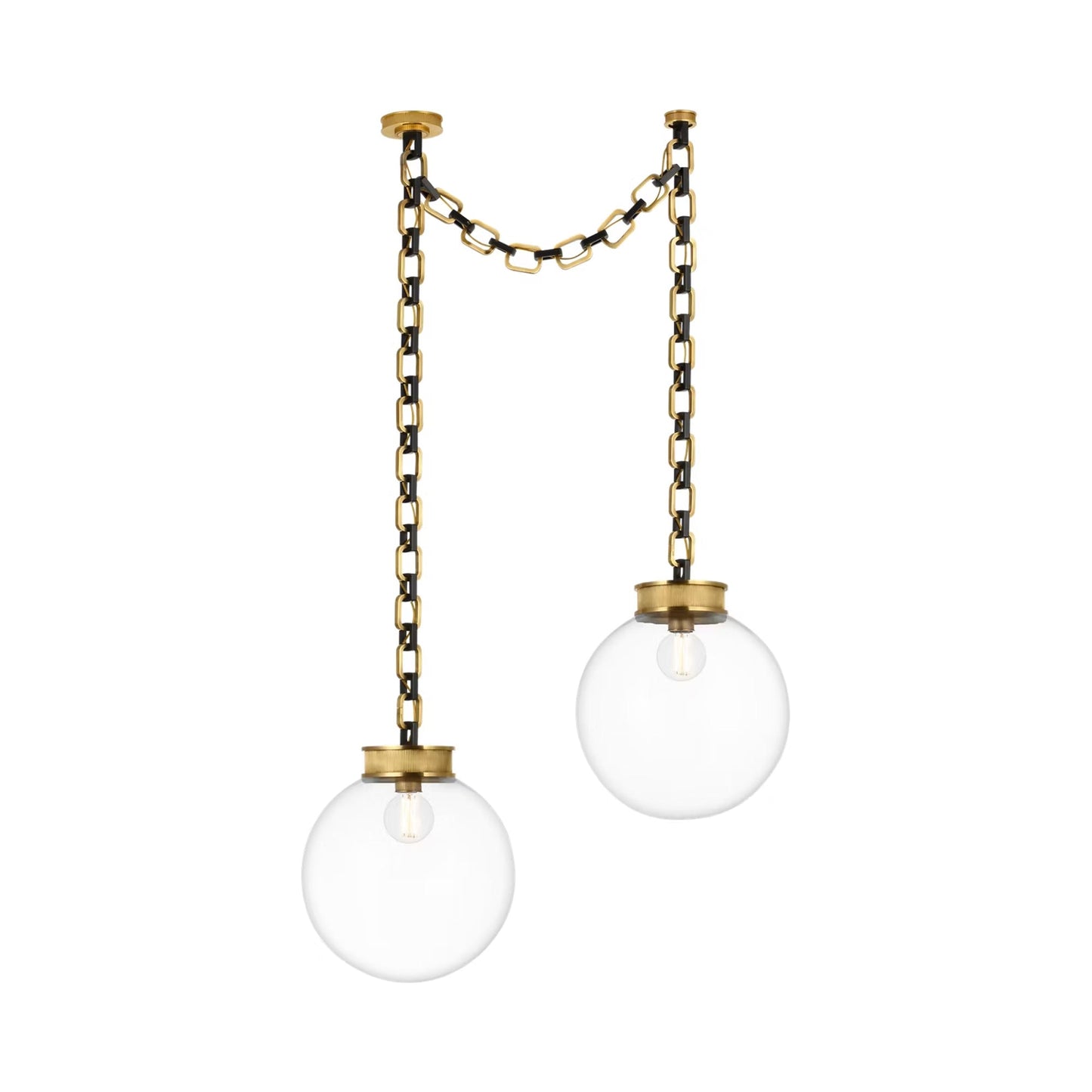 Bellamy Chandelier in Soft Brass and Bronze/Clear Glass (41-Inch).