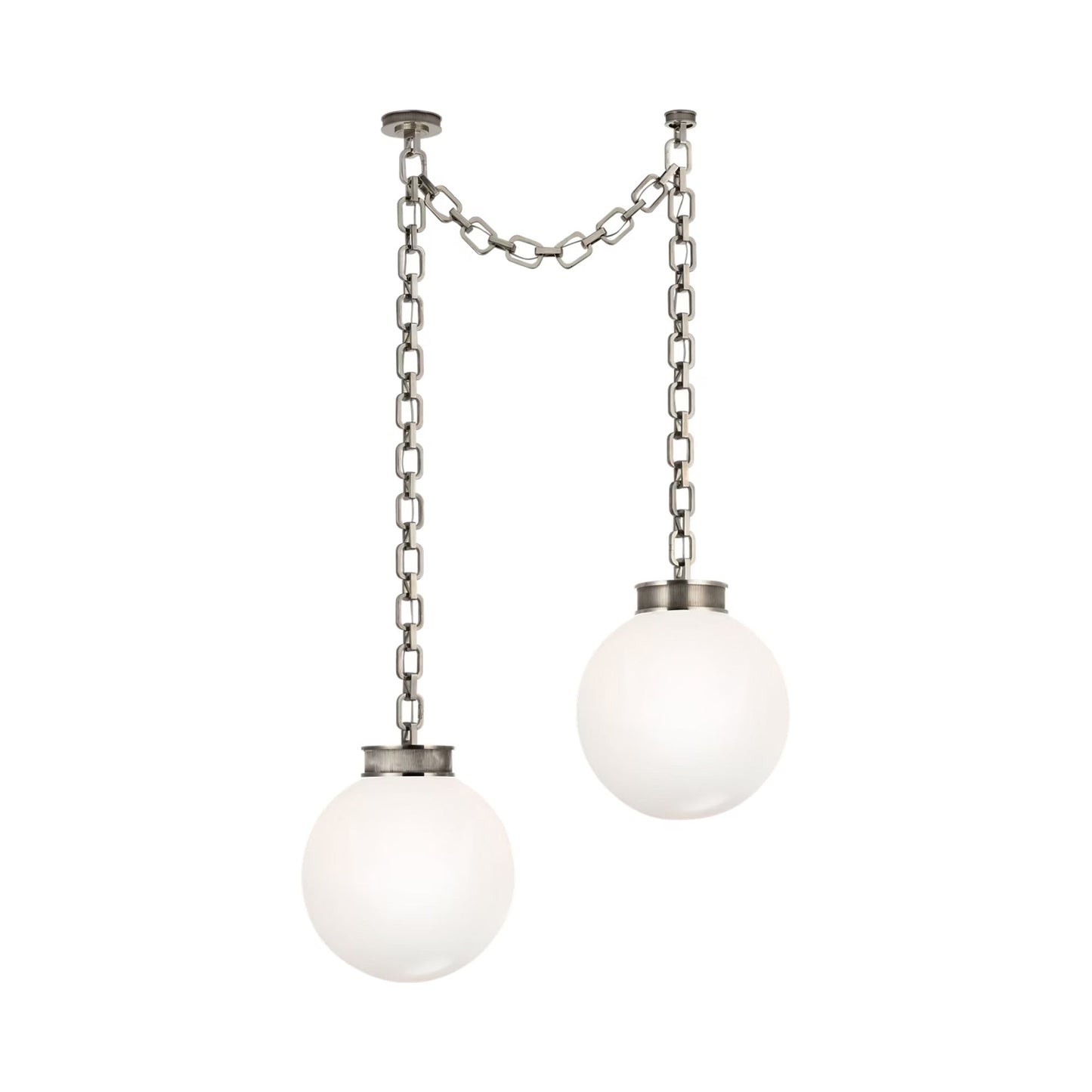 Bellamy Chandelier in Pewter/White Glass (41-Inch).