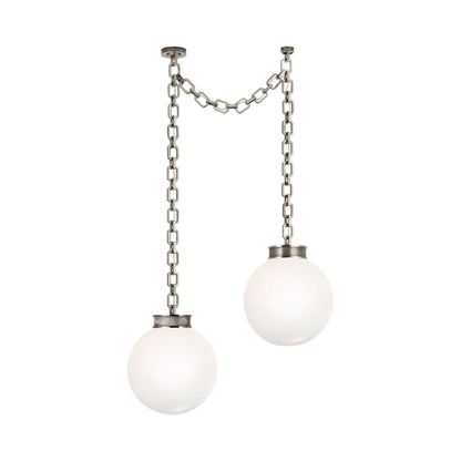 Bellamy Chandelier in Pewter/White Glass (41-Inch).