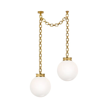 Bellamy Chandelier in Soft Brass/White Glass (41-Inch).