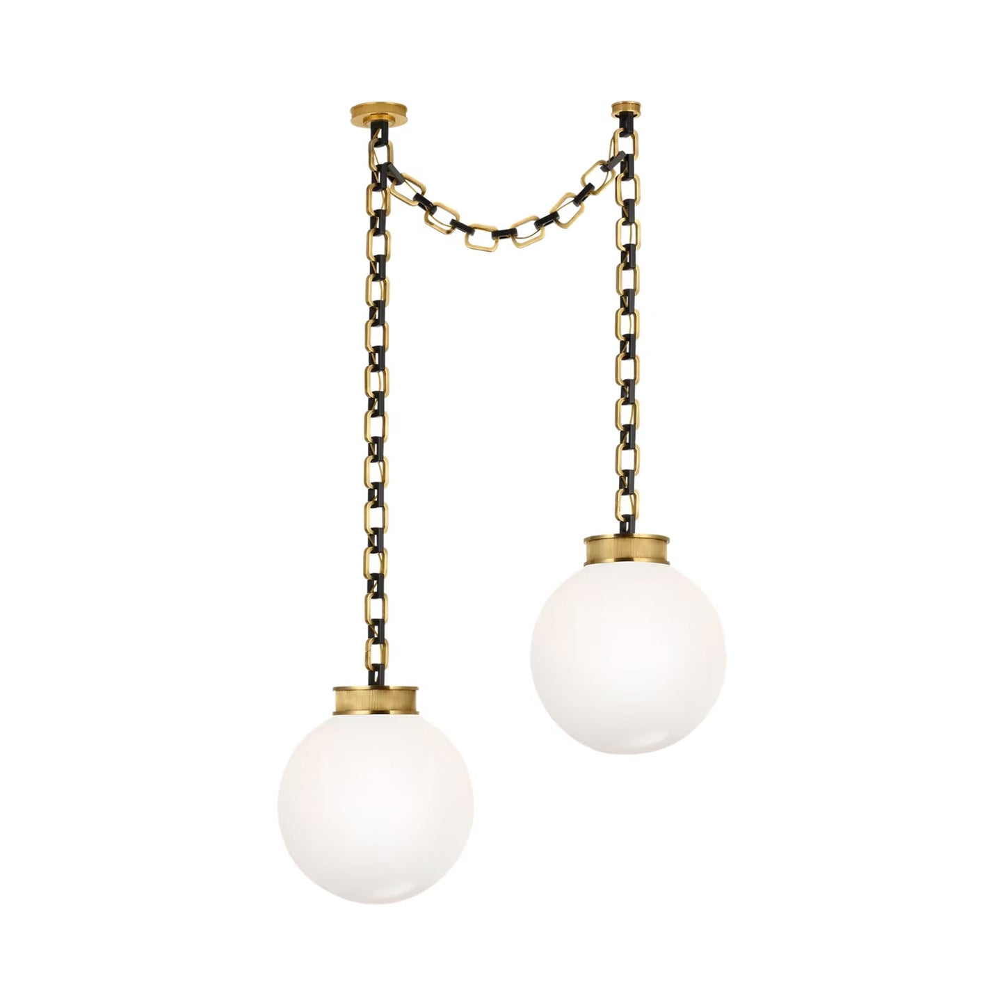 Bellamy Chandelier in Soft Brass and Bronze/White Glass (41-Inch).