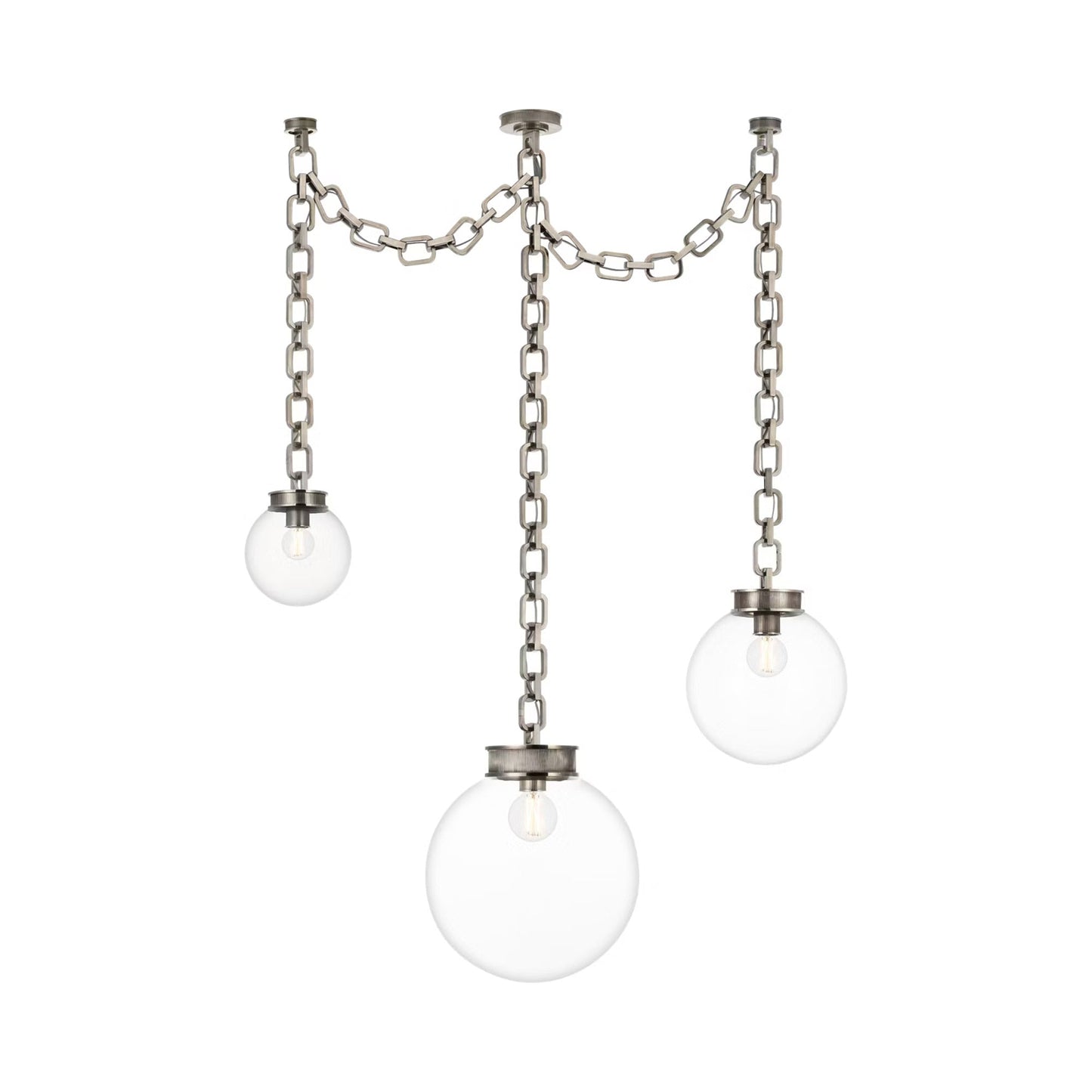 Bellamy Chandelier in Pewter/Clear Glass (51-Inch).