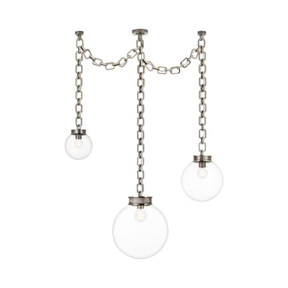 Bellamy Chandelier in Pewter/Clear Glass (51-Inch).