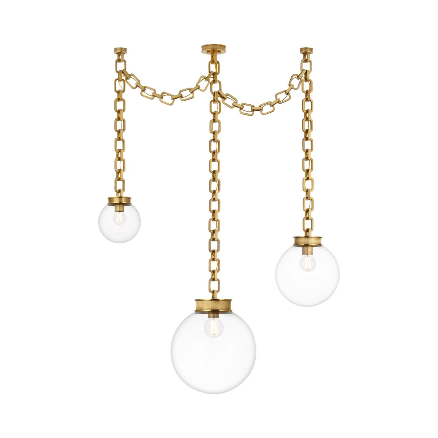 Bellamy Chandelier in Soft Brass/Clear Glass (51-Inch).