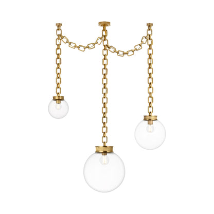 Bellamy Chandelier in Soft Brass/Clear Glass (51-Inch).