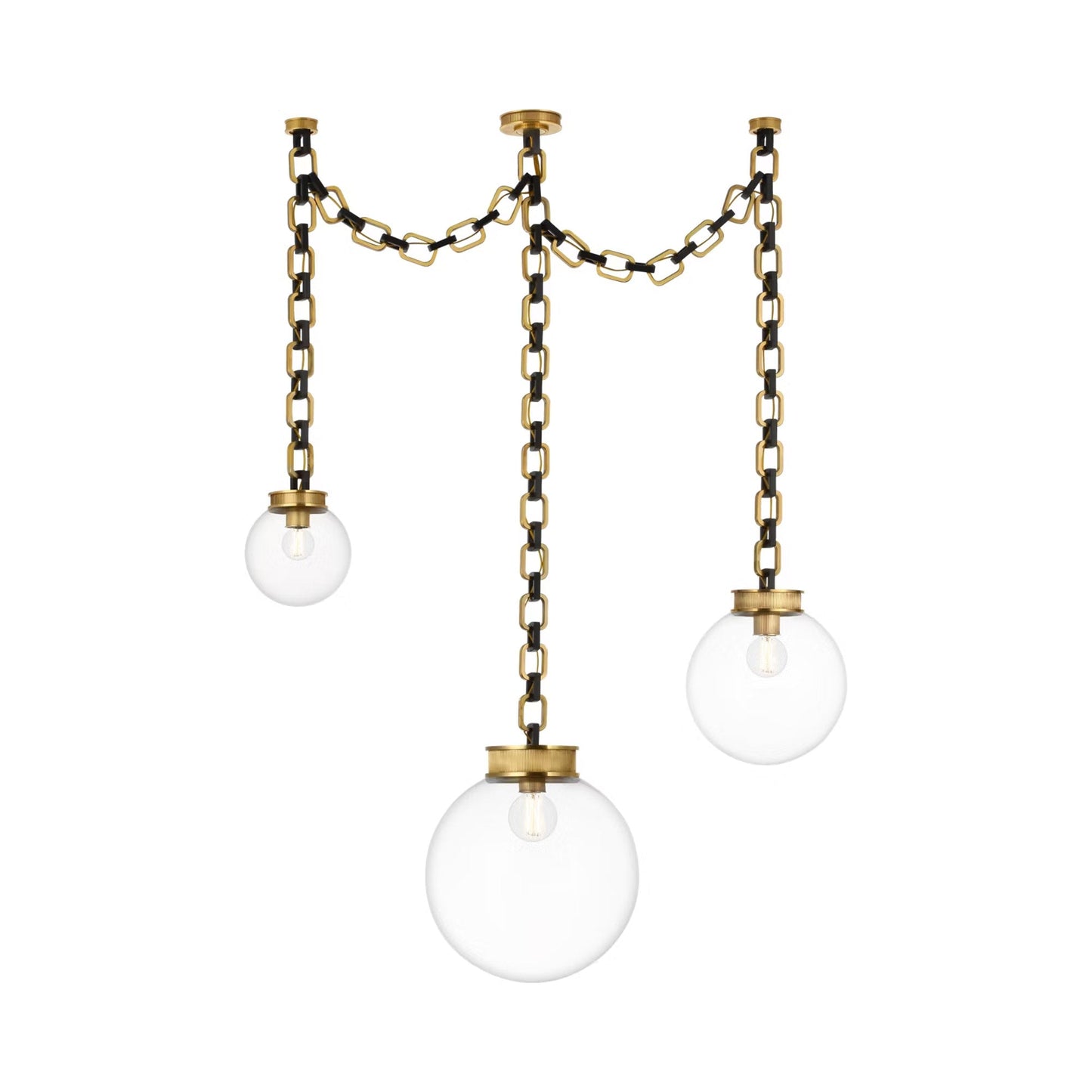 Bellamy Chandelier in Soft Brass and Bronze/Clear Glass (51-Inch).