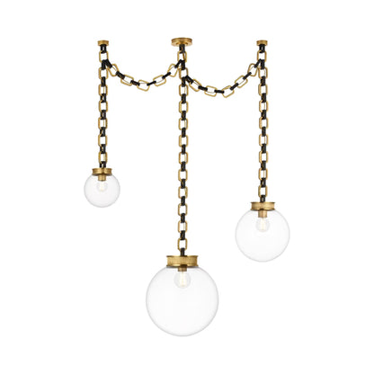 Bellamy Chandelier in Soft Brass and Bronze/Clear Glass (51-Inch).
