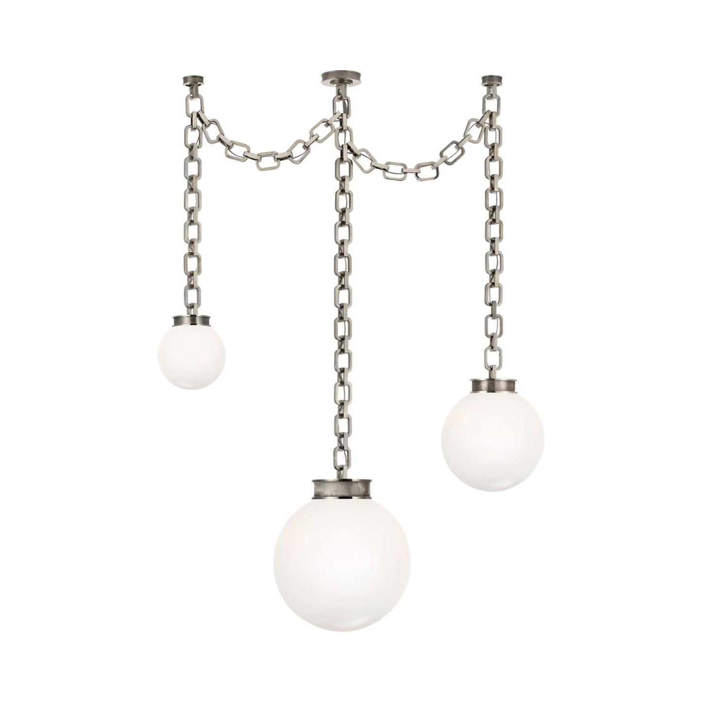 Bellamy Chandelier in Pewter/White Glass (51-Inch).