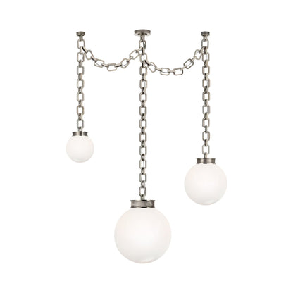 Bellamy Chandelier in Pewter/White Glass (51-Inch).
