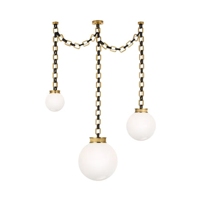Bellamy Chandelier in Soft Brass and Bronze/White Glass (51-Inch).