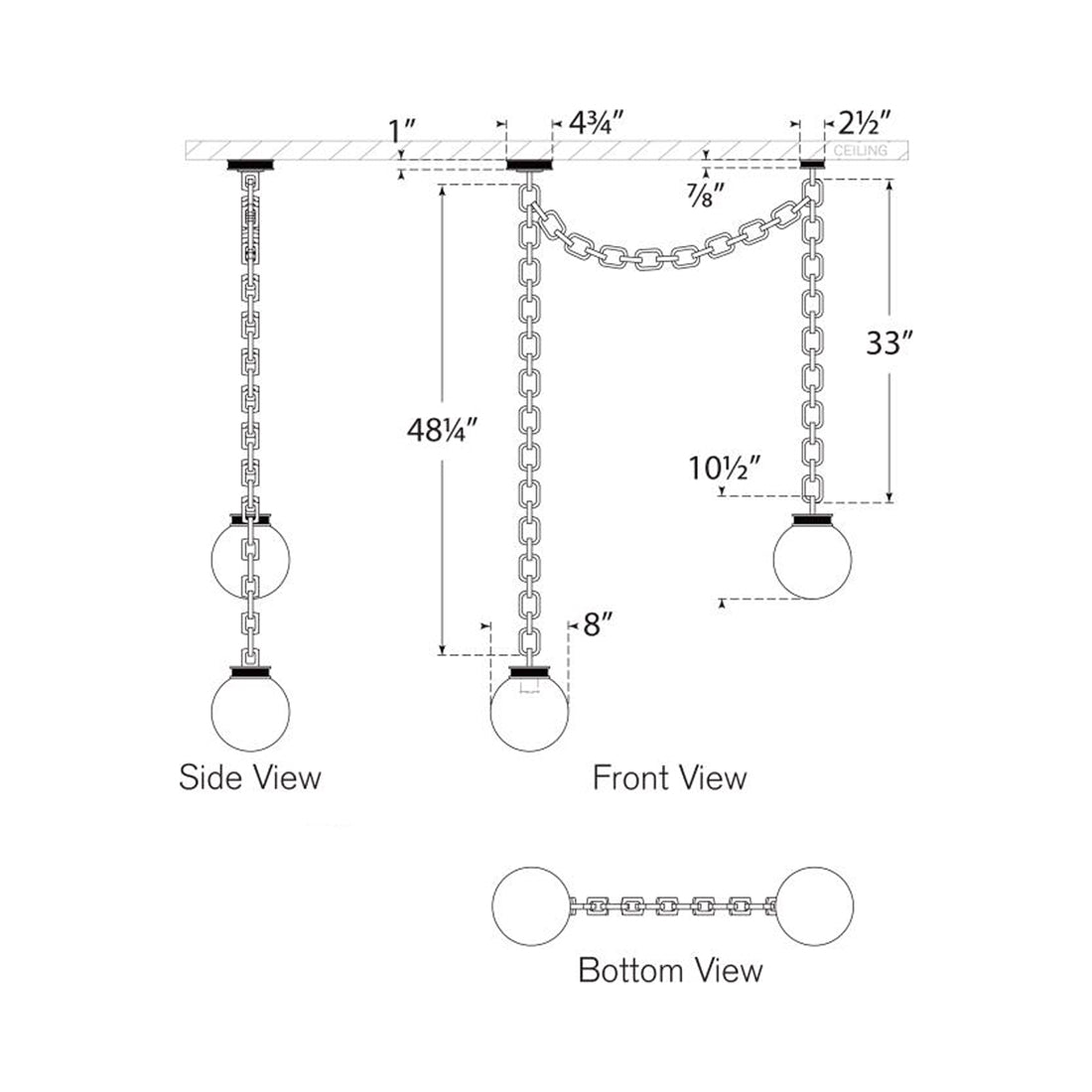 Bellamy Chandelier - line drawing.