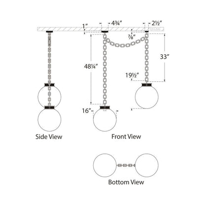 Bellamy Chandelier - line drawing.