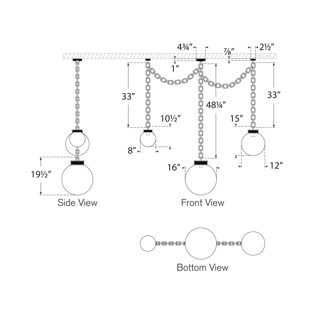 Bellamy Chandelier - line drawing.