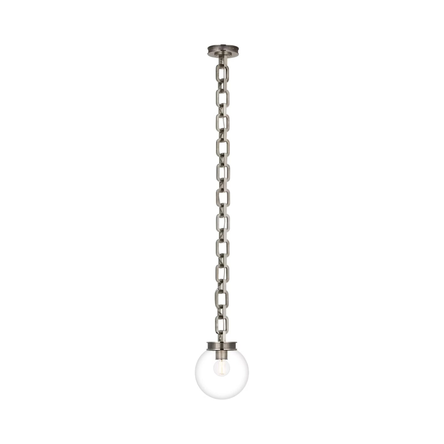 Bellamy Single Chandelier in Pewter/Clear Glass (8-Inch).