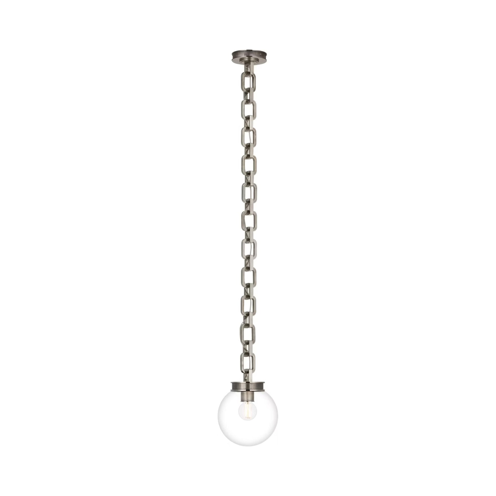 Bellamy Single Chandelier in Pewter/Clear Glass (8-Inch).
