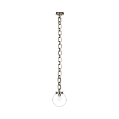 Bellamy Single Chandelier in Pewter/Clear Glass (8-Inch).