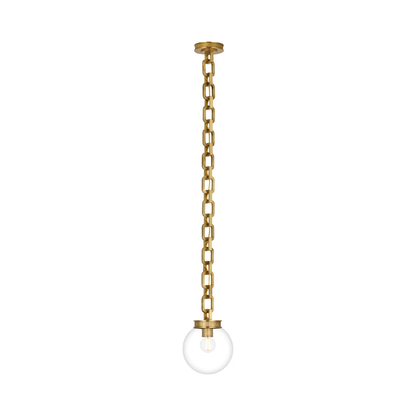 Bellamy Single Chandelier in Soft Brass/Clear Glass (8-Inch).