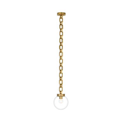 Bellamy Single Chandelier in Soft Brass/Clear Glass (8-Inch).