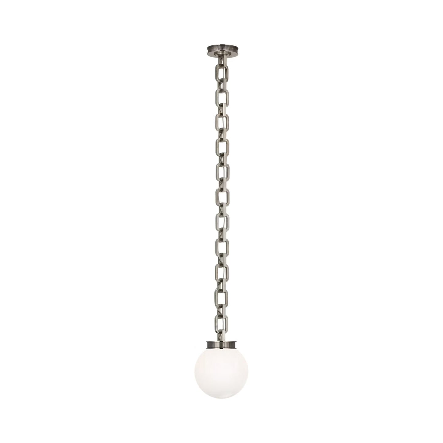Bellamy Single Chandelier in Pewter/White Glass (8-Inch).