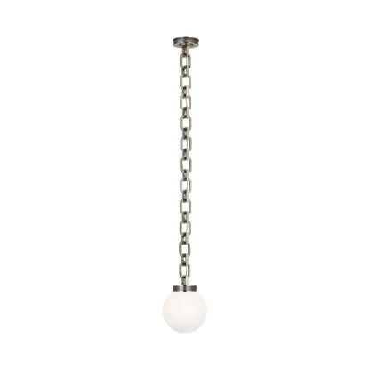 Bellamy Single Chandelier in Pewter/White Glass (8-Inch).