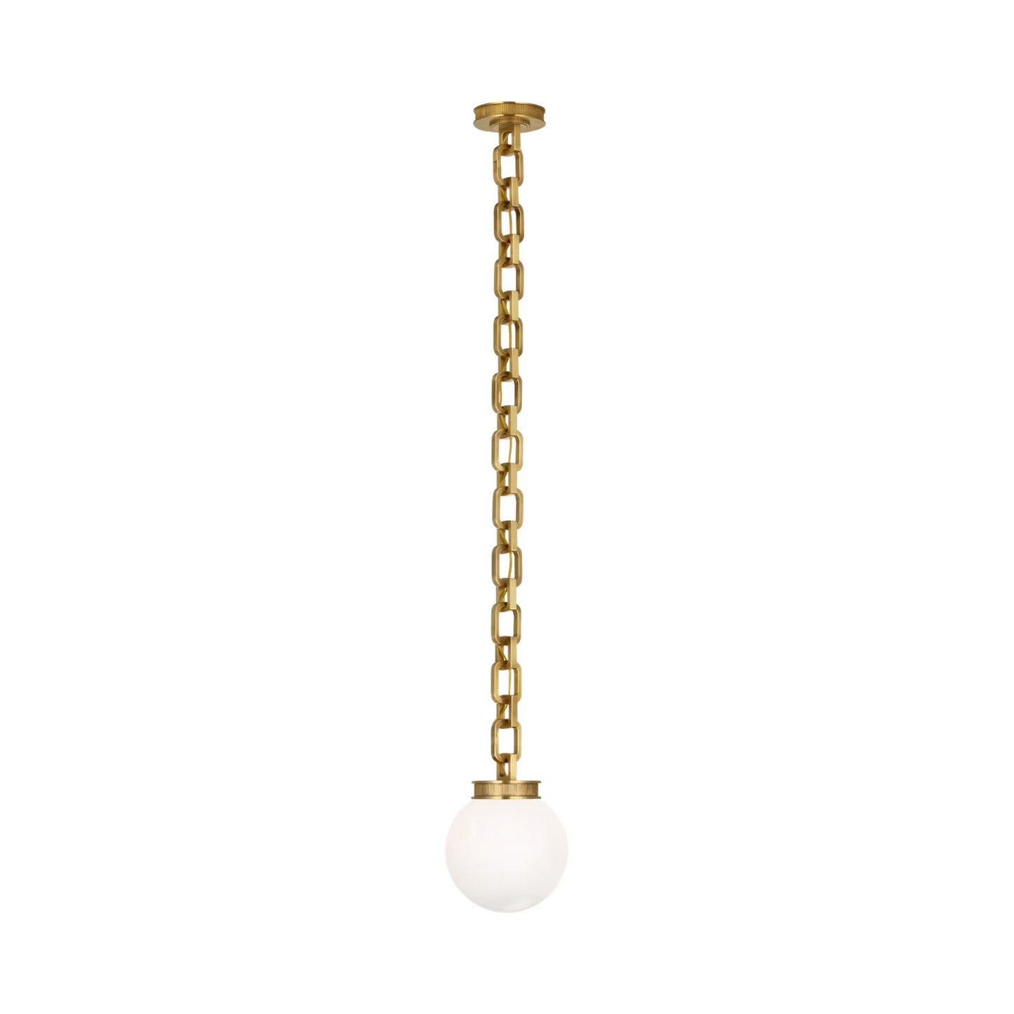Bellamy Single Chandelier in Soft Brass/White Glass (8-Inch).