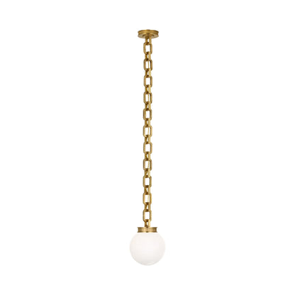 Bellamy Single Chandelier in Soft Brass/White Glass (8-Inch).