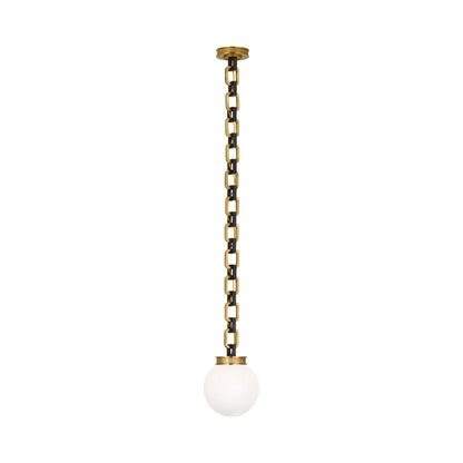 Bellamy Single Chandelier in Soft Brass and Bronze/White Glass (8-Inch).