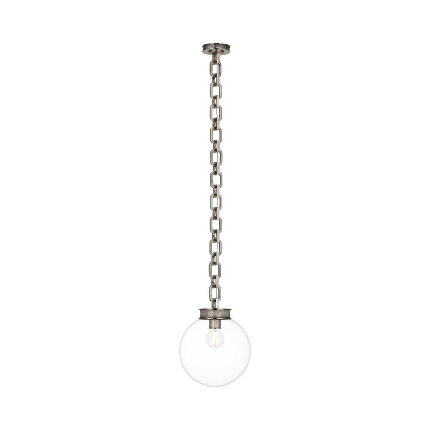 Bellamy Single Chandelier in Pewter/Clear Glass (12-Inch).