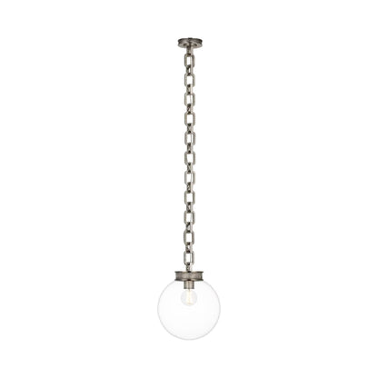 Bellamy Single Chandelier in Pewter/Clear Glass (12-Inch).