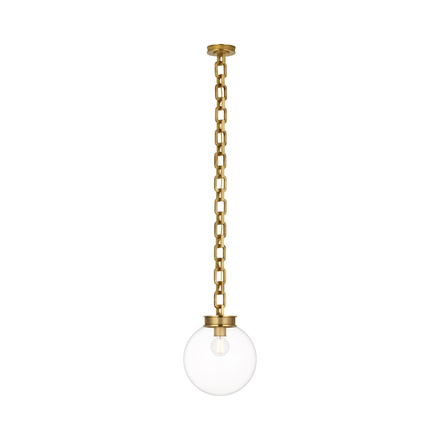 Bellamy Single Chandelier in Soft Brass/Clear Glass (12-Inch).