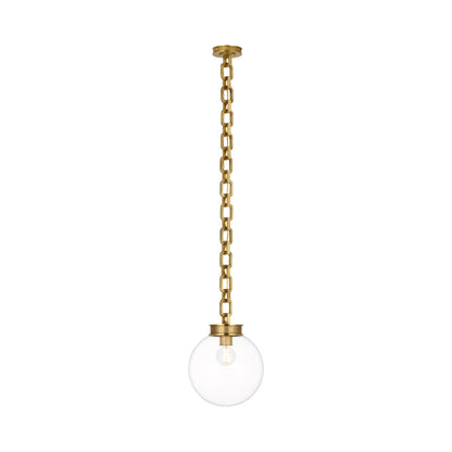 Bellamy Single Chandelier in Soft Brass/Clear Glass (12-Inch).