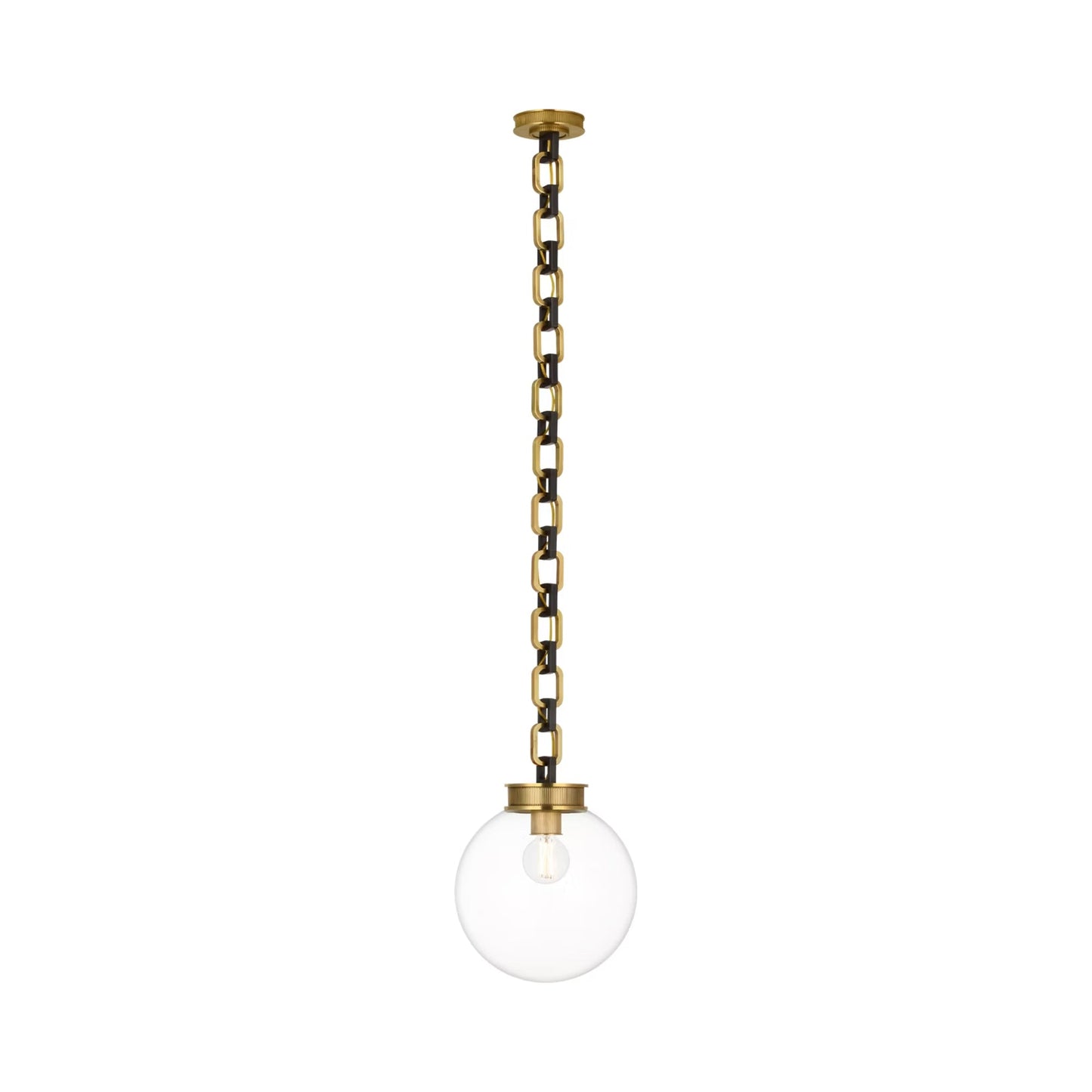 Bellamy Single Chandelier in Soft Brass and Bronze/Clear Glass (12-Inch).