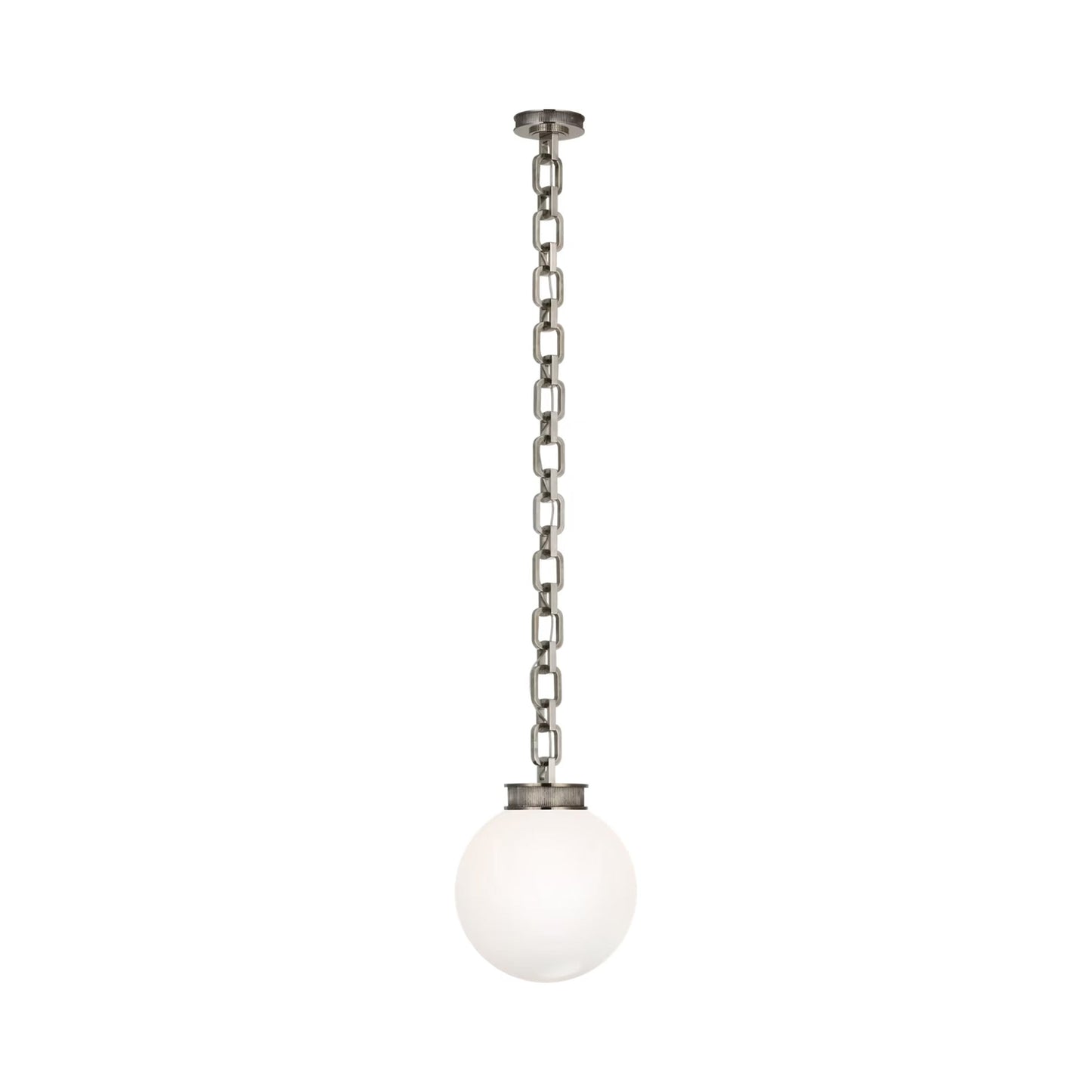 Bellamy Single Chandelier in Pewter/White Glass (12-Inch).