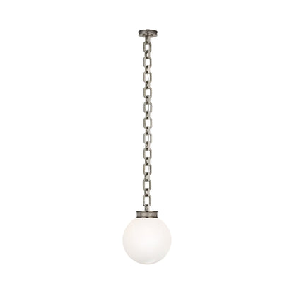 Bellamy Single Chandelier in Pewter/White Glass (12-Inch).