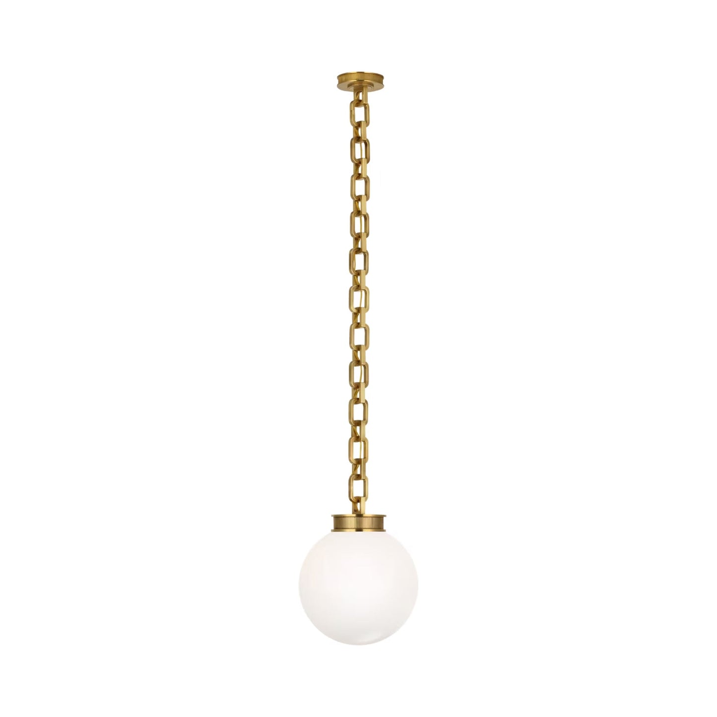 Bellamy Single Chandelier in Soft Brass/White Glass (12-Inch).