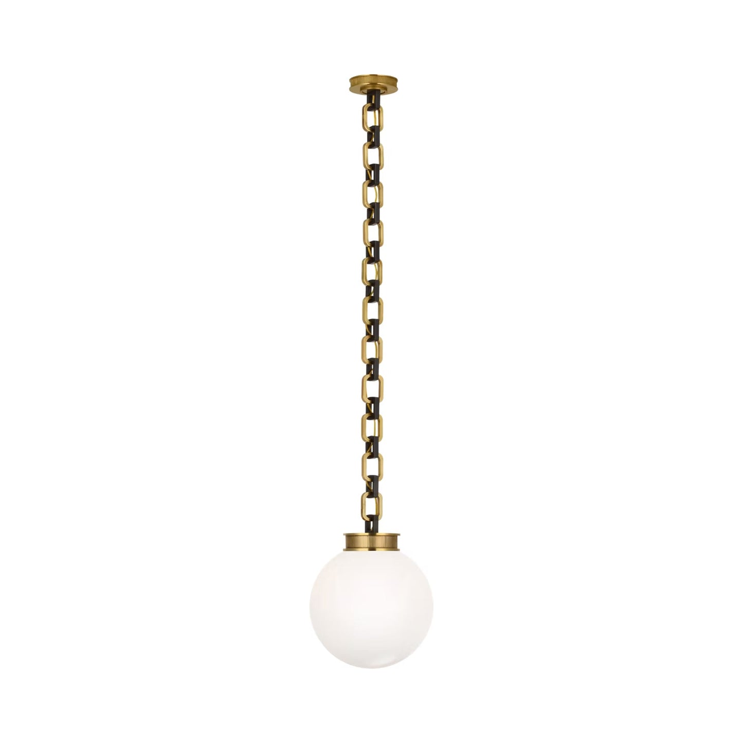 Bellamy Single Chandelier in Soft Brass and Bronze/White Glass (12-Inch).