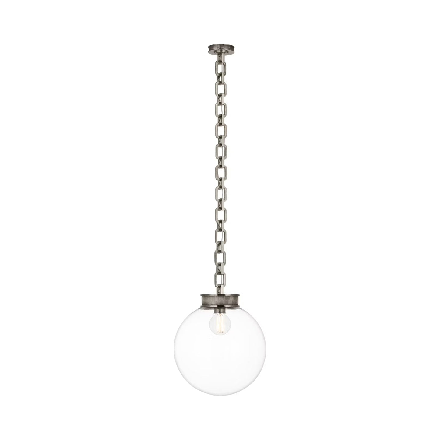 Bellamy Single Chandelier in Pewter/Clear Glass (16-Inch).