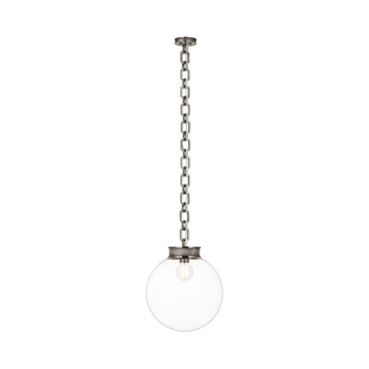 Bellamy Single Chandelier in Pewter/Clear Glass (16-Inch).