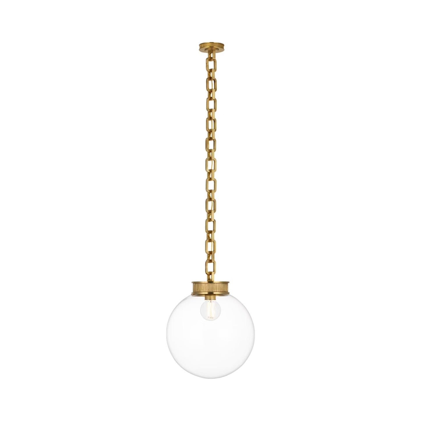 Bellamy Single Chandelier in Soft Brass/Clear Glass (16-Inch).