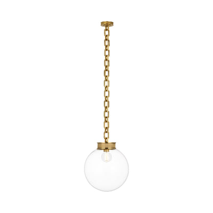 Bellamy Single Chandelier in Soft Brass/Clear Glass (16-Inch).