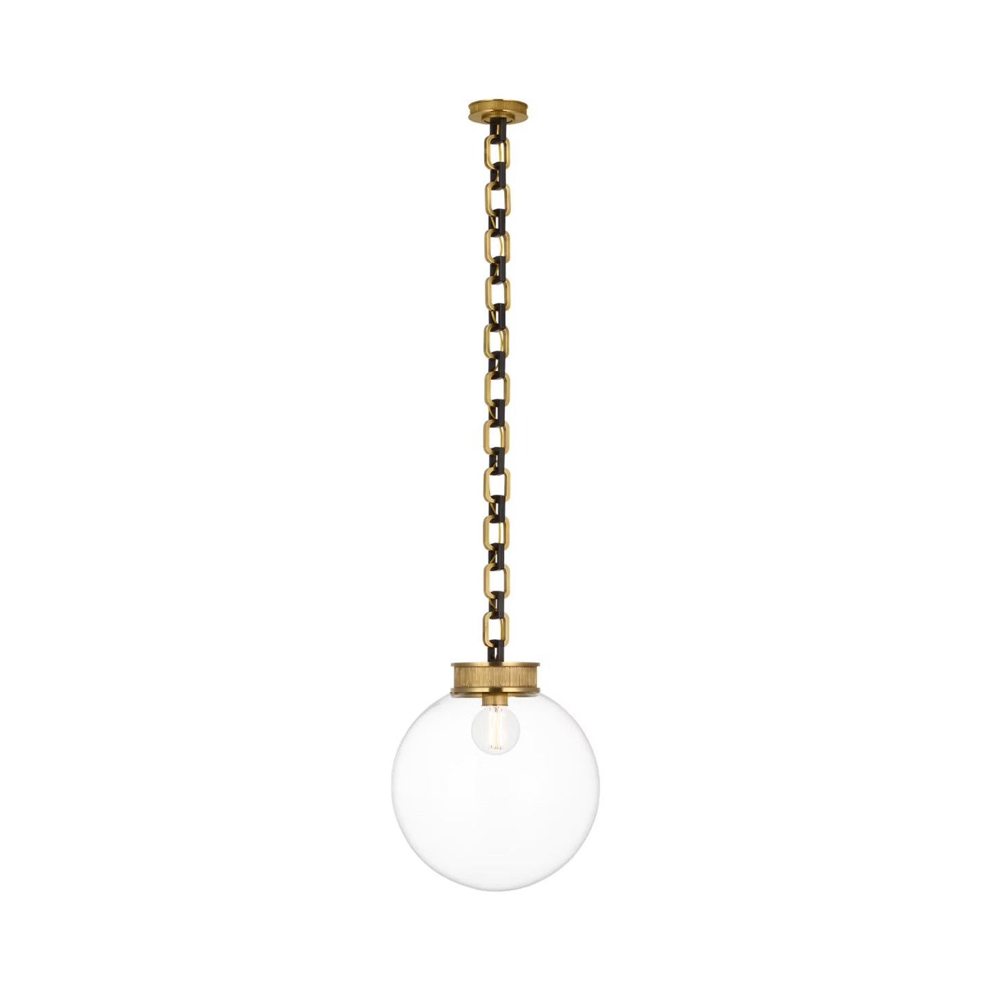 Bellamy Single Chandelier in Soft Brass and Bronze/Clear Glass (16-Inch).